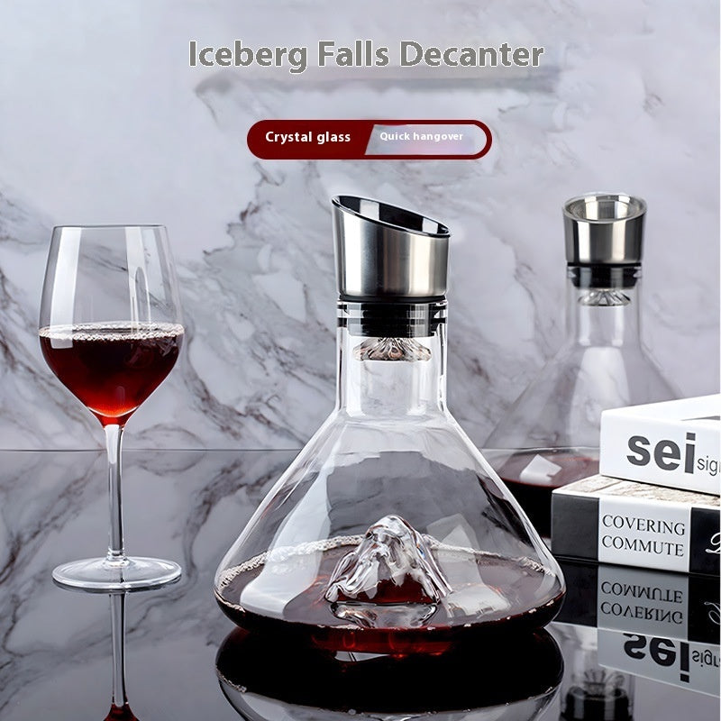 Hot-selling Iceberg Waterfall Wine Decanter Creative Transparent Lead-Free Crystal Glass Wine Dispenser Barware Quick Decanters