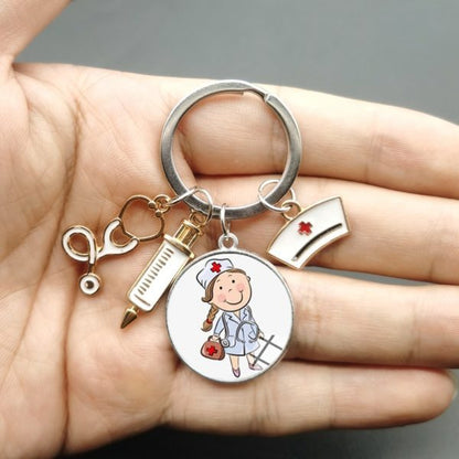 Medical Staff Syringe Stethoscope Keychain