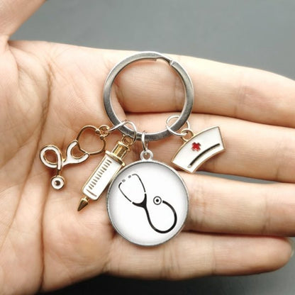 Medical Staff Syringe Stethoscope Keychain