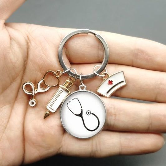 Medical Staff Syringe Stethoscope Keychain