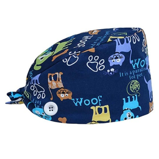 Cotton Printed Nurse Cute Baotou Surgical Cap