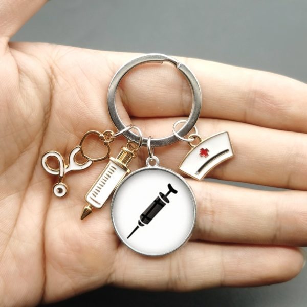 Medical Staff Syringe Stethoscope Keychain