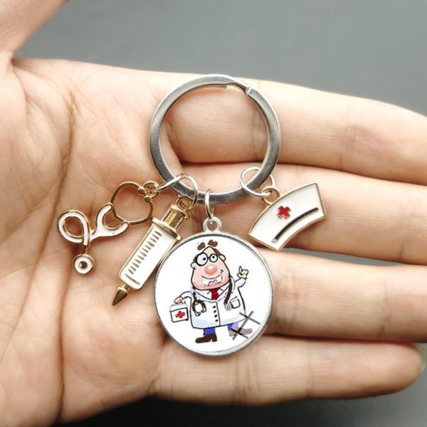 Medical Staff Syringe Stethoscope Keychain