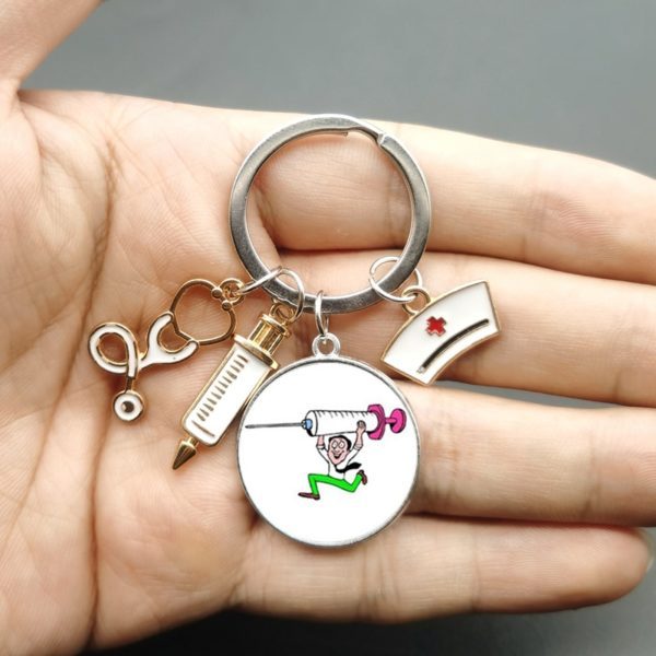 Medical Staff Syringe Stethoscope Keychain